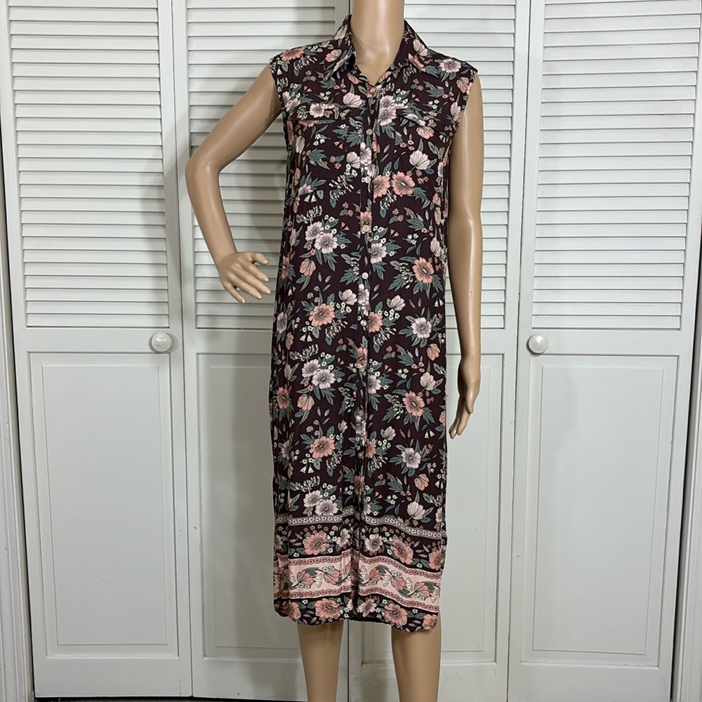 The Fox and the Mermaid Midi Floral Dress in Mocha Small/Medium